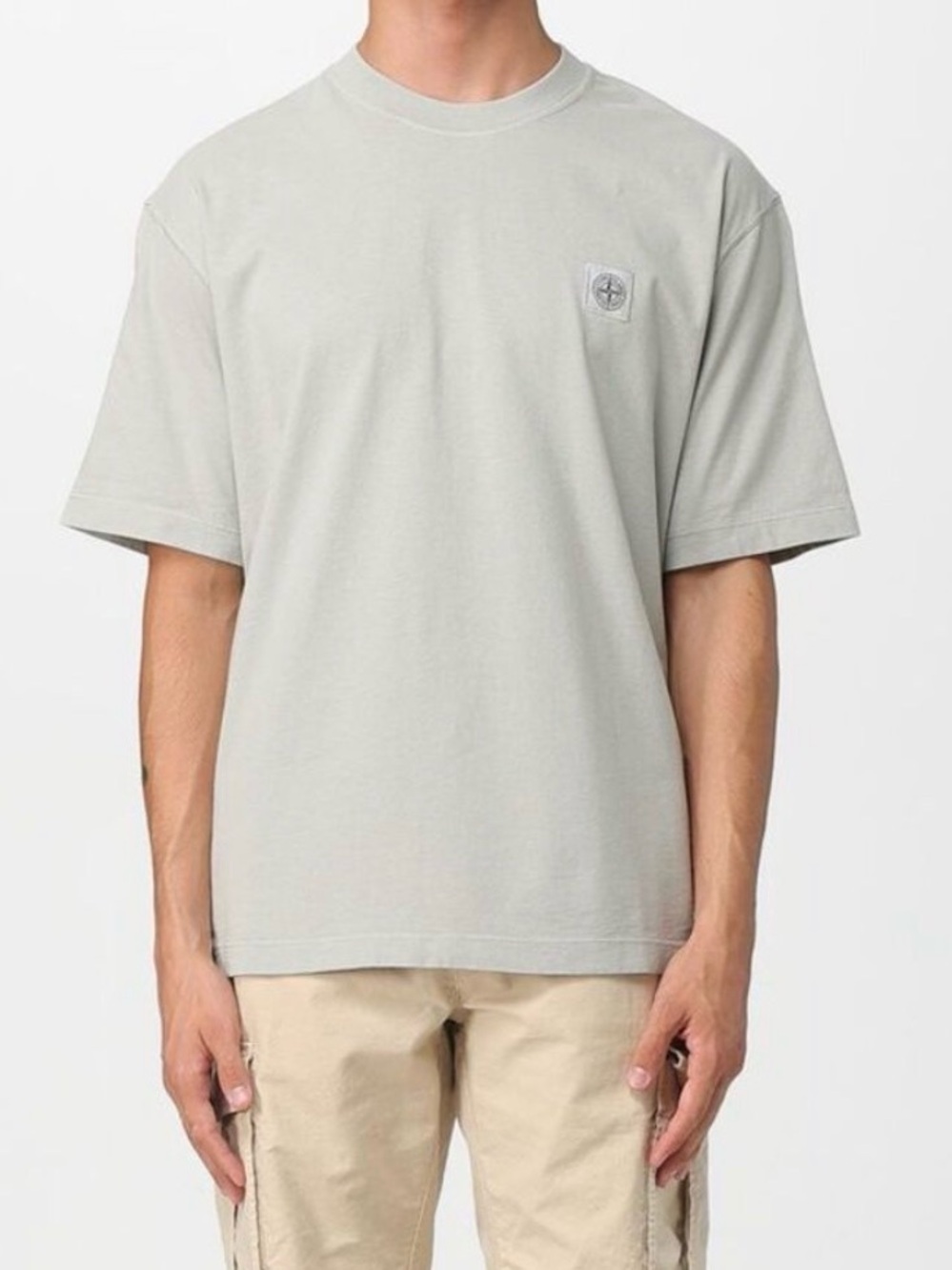 STONE ISLAND Gray Logo Tee Size 3X